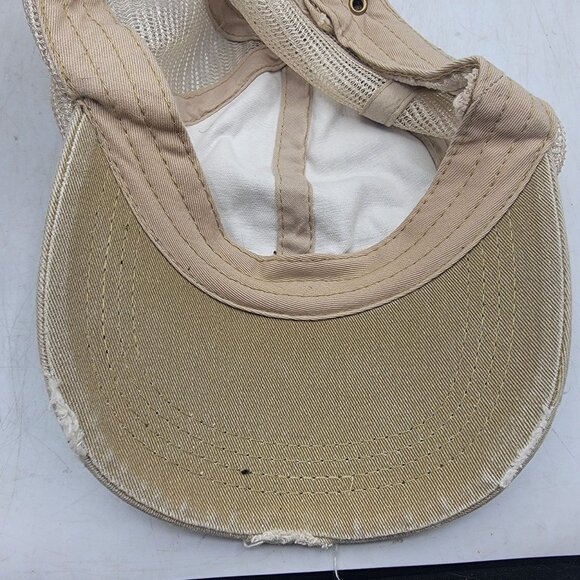 Free People Distressed Beige Trucker Hat Adjustable Casual Going Out Comfort - Picture 8 of 9